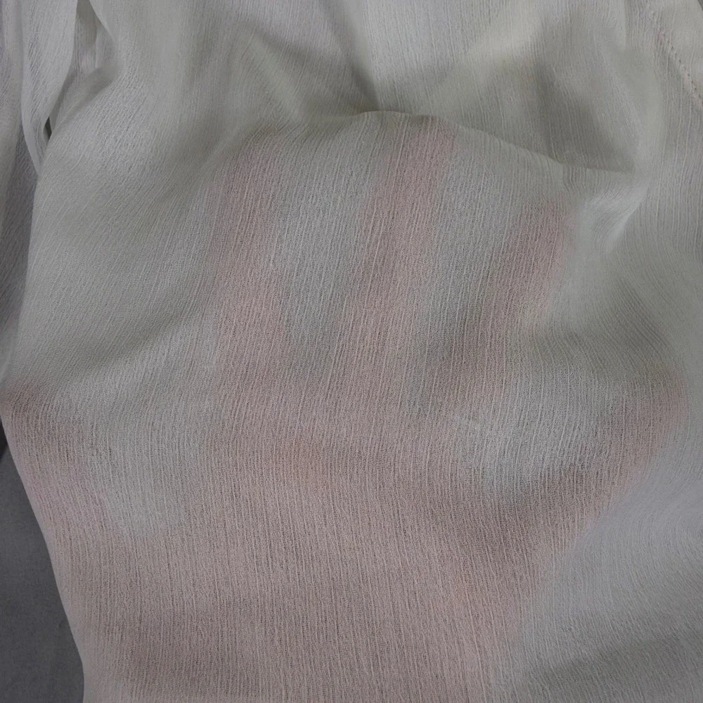 Abercrombie & Fitch White Chiffon Wrap Blouse Ruffle Cuff S Coquette Balletcore